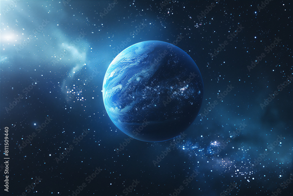 Fototapeta premium Blue Planet in universe with realistic illustration. Neptune Planet illustration.