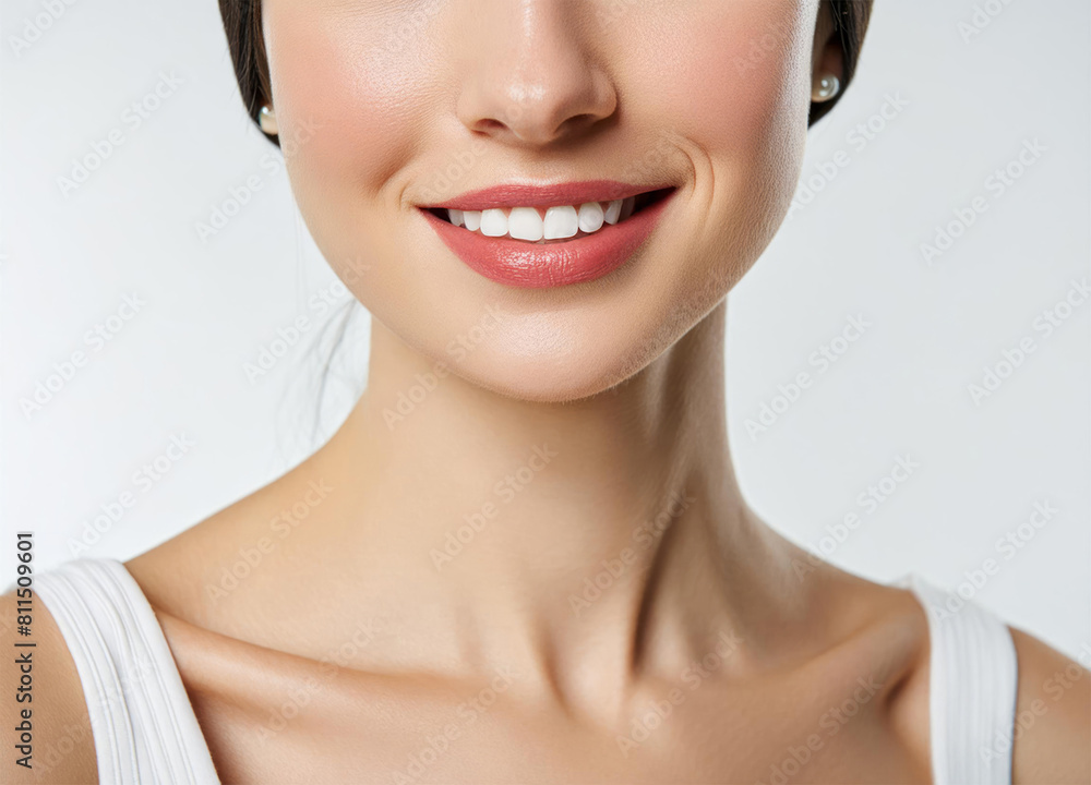 Obraz premium Close up photo of a female face on white background