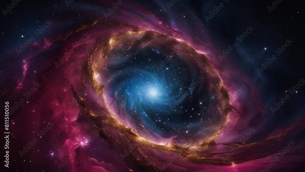 Purple and blue galaxy in the space, Galaxy circling a supernova a black hole in the center Generative AI Purple and blue galaxy in the space, Galaxy circling a supernova a black hole in the center Generative AI