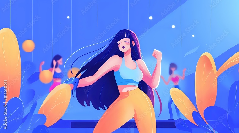 Vibrant Aerobics: Woman Experiencing Joyful Exercise Vibrant Aerobics: Woman Experiencing Joyful Exercise