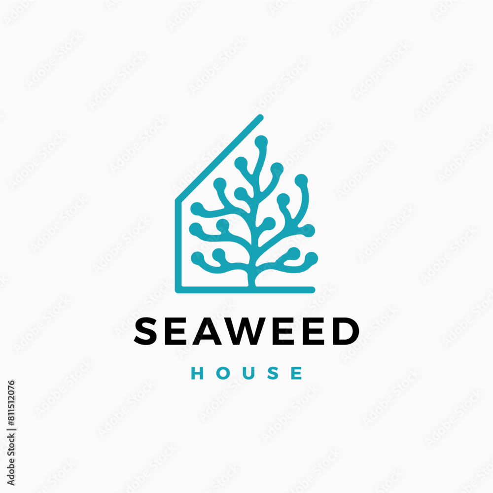 neuron house seaweed logo vector icon illustration neuron house seaweed logo vector icon illustration