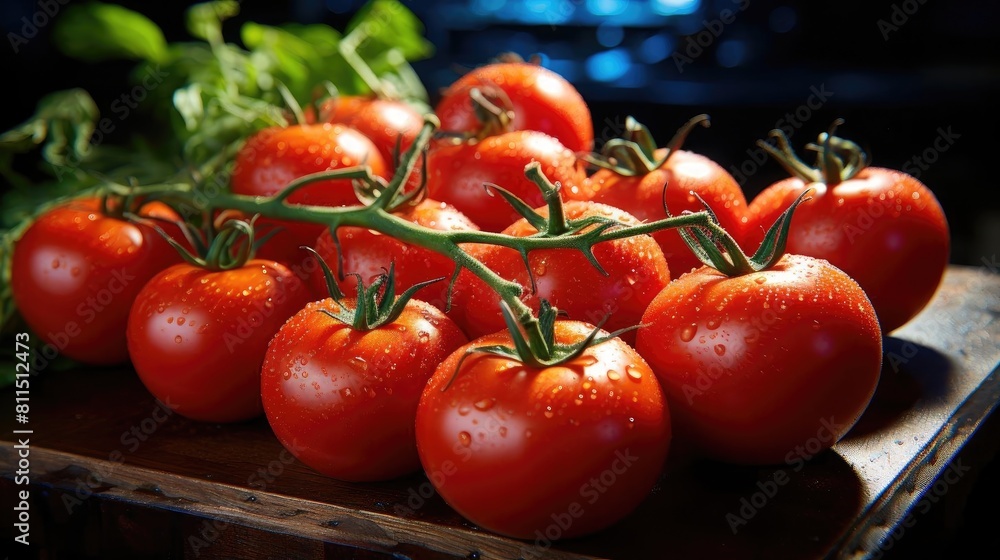 delicious fresh tomatoes fruits with black and blur background delicious fresh tomatoes fruits with black and blur background