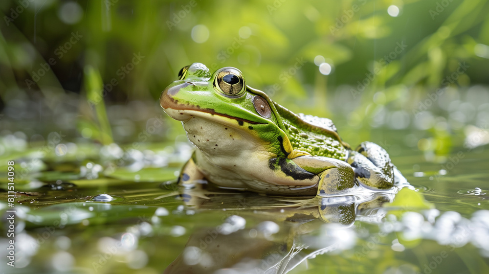 frog in the water jumping in the pool in day time frog in the water jumping in the pool in day time
