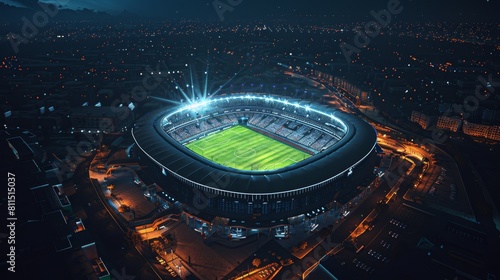 A stadium with a large crowd of people watching a game