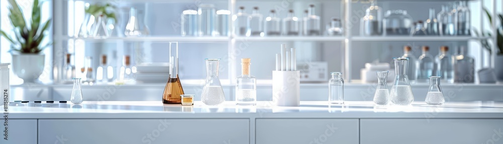 Backdrop of a laboratory setting with minimal styles, banner best for copy space Backdrop of a laboratory setting with minimal styles, banner best for copy space