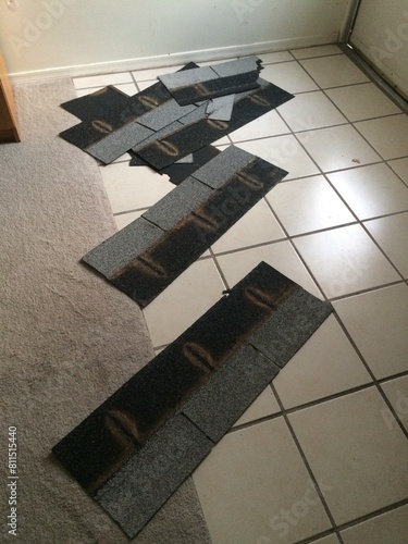 Shingles that Blew off My Roof in a Storm now on the Floor Inside photo