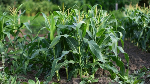 Fresh and vibrant green corn plants
