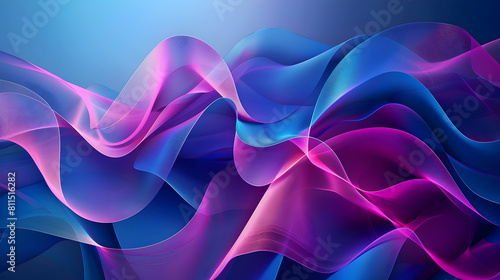 Abstract background with a blue and purple gradient, ribbon shape with gradient colors, in the style of futuristic technology