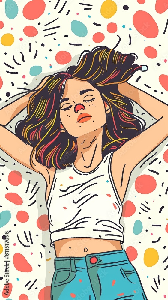 Confident beautiful young woman with closed eyes and a peaceful smile on her face. Confident beautiful young woman with closed eyes and a peaceful smile on her face.