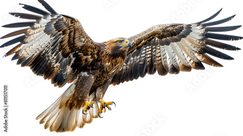 Golden Eagle Isolated on White  A hawk with its wings spread out 