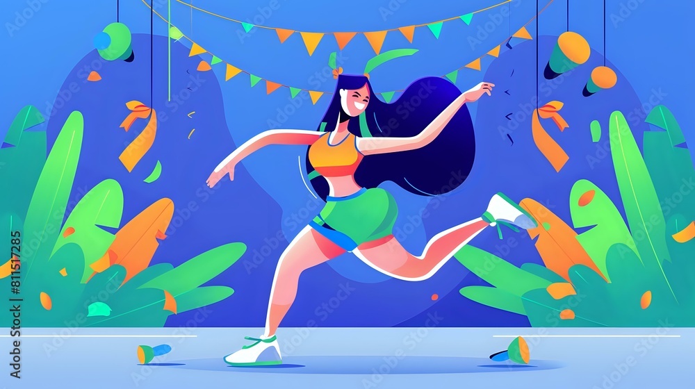 Zumba Fitness Fun: Energetic Woman and Colorful Background
