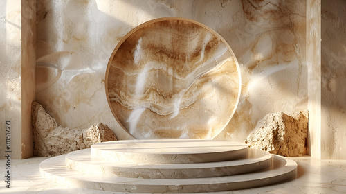 3D Background Podium Stone Display - Beige Luxury,
Musical Marvel Architectural Detail of the Casa de la Msica
 photo