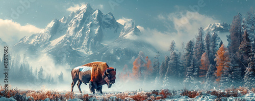 A copyspace banner featuring a journey of bison meat on the left © AI ARTS