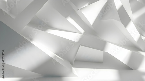 Abstract white background with geometric shapes and shadows. Abstract futuristic