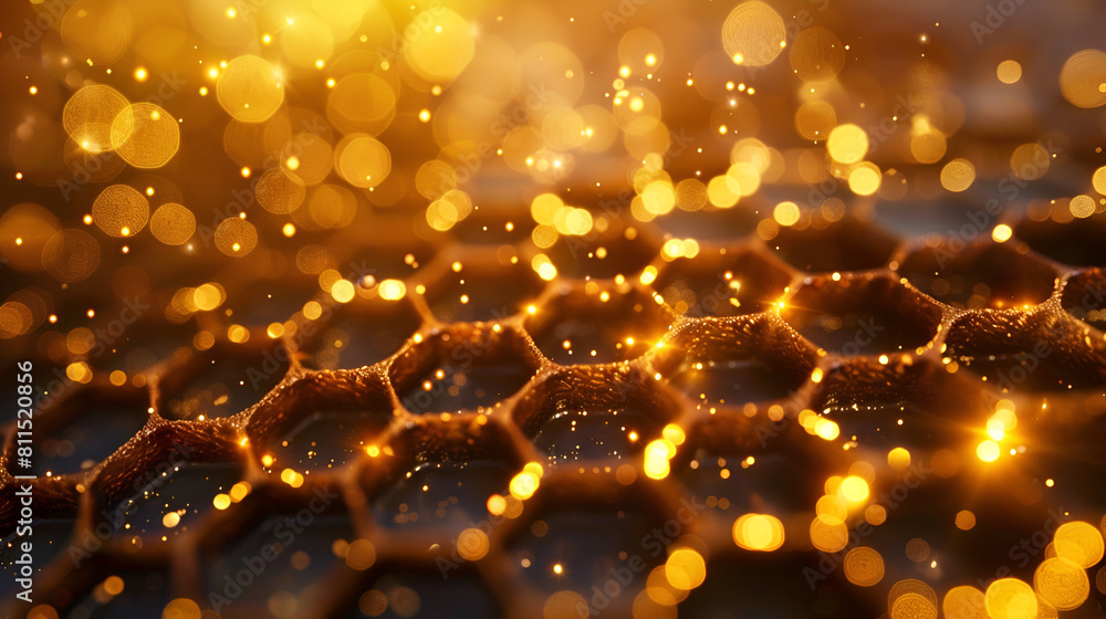 Abstract Honeycomb Background with Golden Light,
Honeycomb art background
