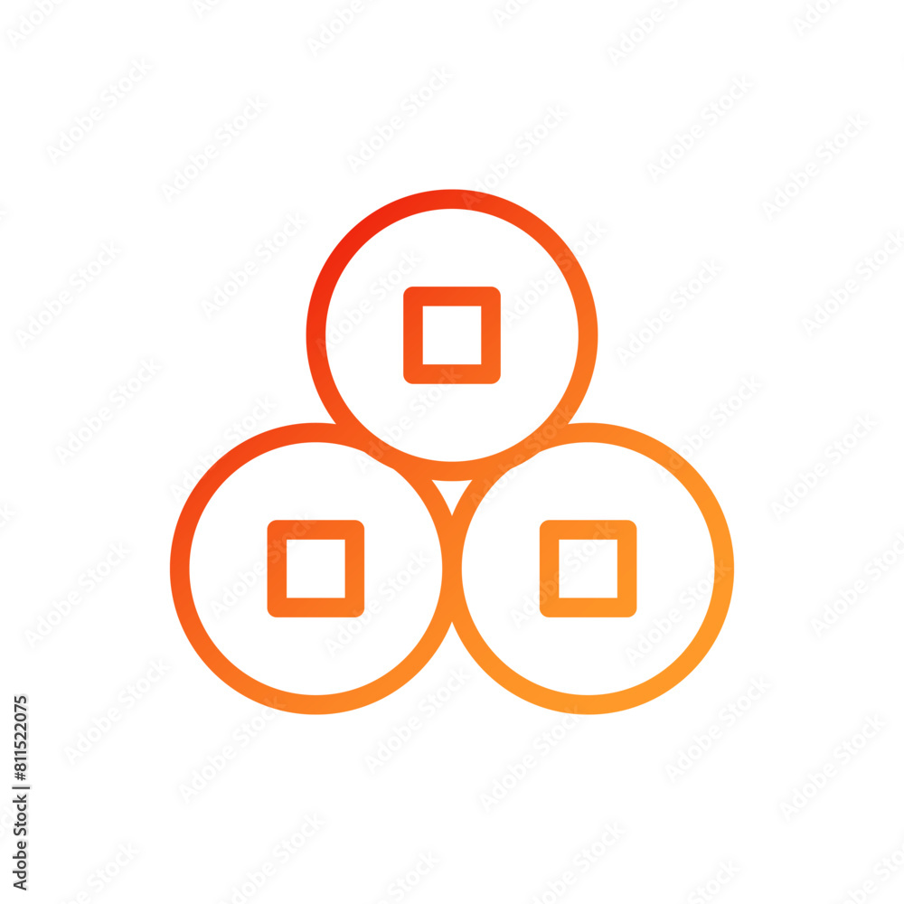 Coin icon gradient red orange chinese illustration Coin icon gradient red orange chinese illustration