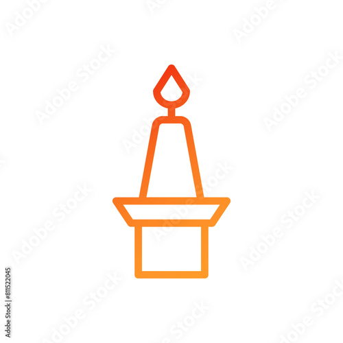 Candle icon gradient red orange chinese illustration