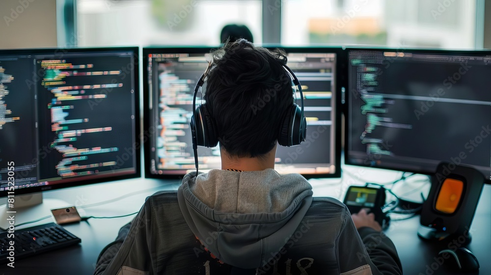 A programmer developing software on a cloud platform, enabling continuous integration and deployment A programmer developing software on a cloud platform, enabling continuous integration and deployment