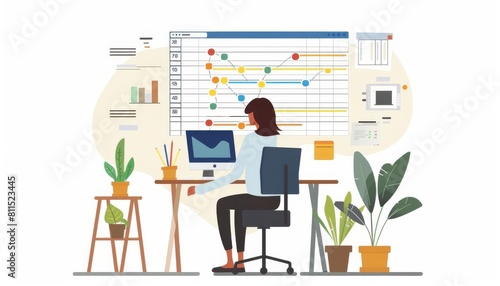 A project manager tracking tasks across multiple teams using an interactive Gantt chart and project management software