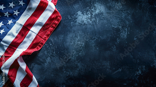 Happy Memorial Day. American flags with the text REMEMBER & HONOR against a black stone texture background. May 25 