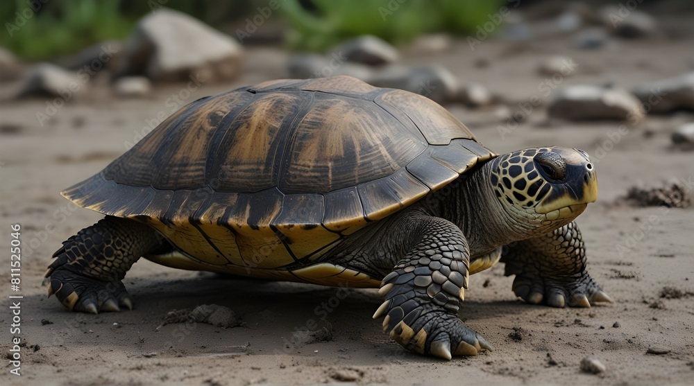 Snake-necked turtle is a critically endangered turtle species.generative.ai Snake-necked turtle is a critically endangered turtle species.generative.ai