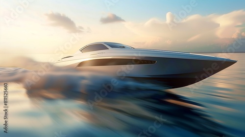 Speedboats travel through the water at high speeds. photo