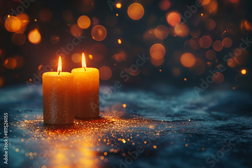Light Candles with bokeh backround Candlemas day, Beautiful backdrop. photo
