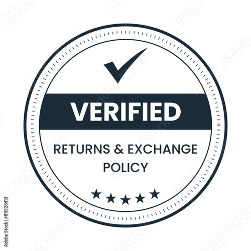 Verified Returns & Exchange policy badge, Returns policy logo design, verified logo, verified icon