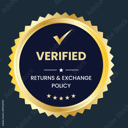 Verified Returns & Exchange policy badge, Returns policy logo design, verified logo, verified icon