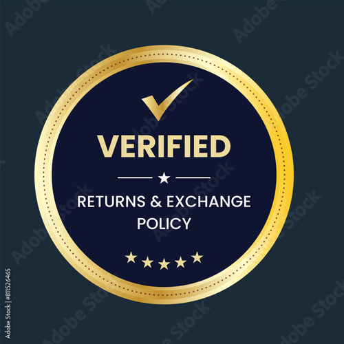 Verified Returns & Exchange policy badge, Returns policy logo design, verified logo, verified icon