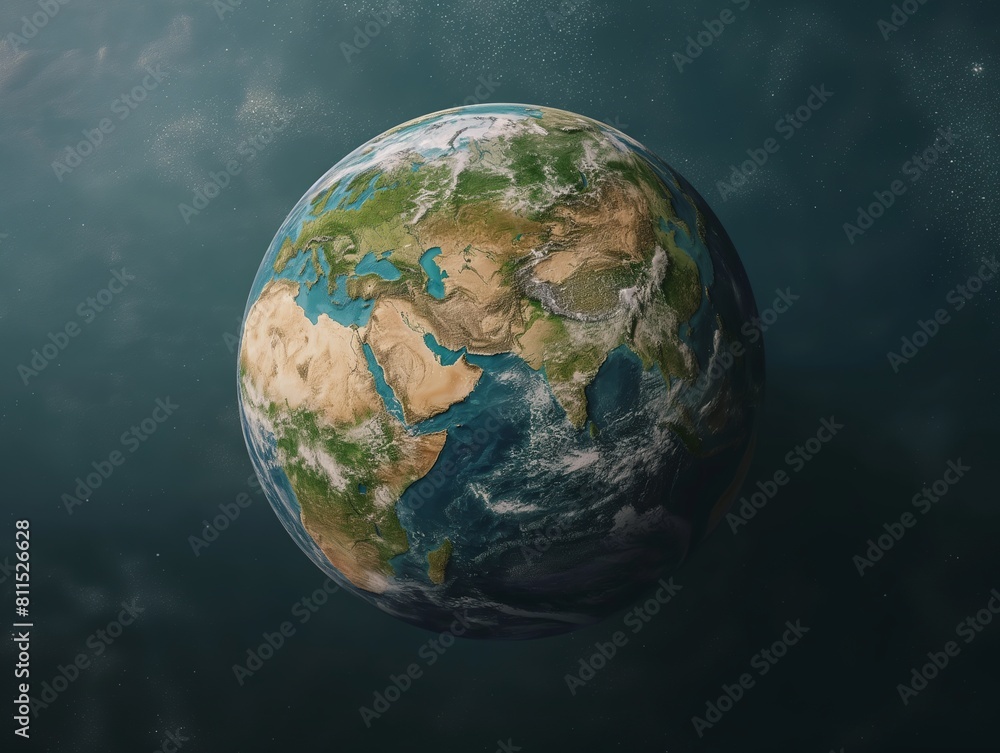 Painted Globe Nestled in Lush Greenery Painted Globe Nestled in Lush Greenery