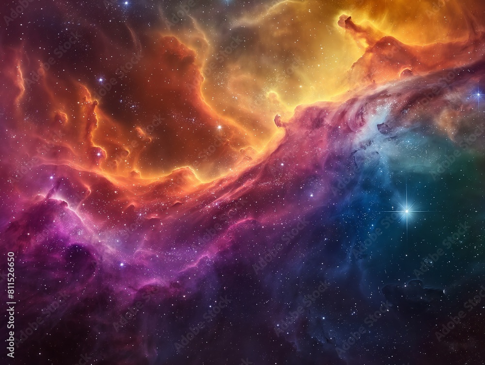 Fototapeta premium Cosmic Nebula with Vibrant Colors in Space