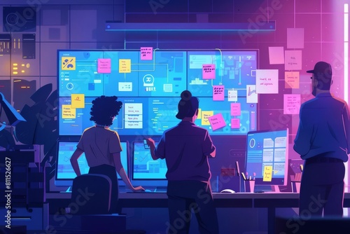 An animation team managing their production pipeline on a digital dashboard filled with deadlines photo
