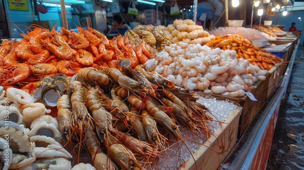Fresh seafood available at a market