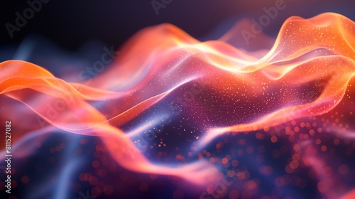 Abstract Glowing Waves with Particles Background
