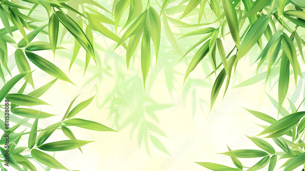 bamboo leaf background with a green wall in the foreground bamboo leaf background with a green wall in the foreground