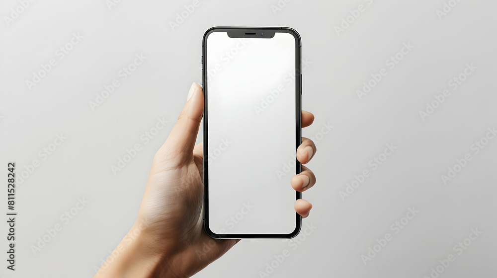 mockup phone in hand close up on a light background with copy space mockup phone in hand close up on a light background with copy space