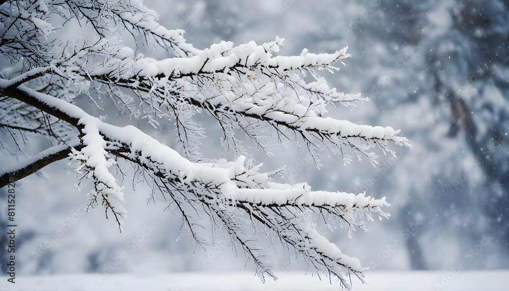Snow falling on tree blurred background. Generative AI Snow falling on tree blurred background. Generative AI