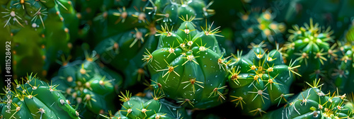 cactus flower background with a green tree in the foreground photo