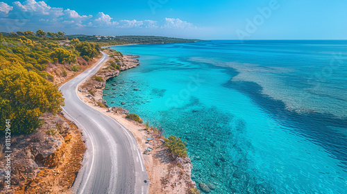 A road leading to a stunning, isolated beach with crystal clear waters