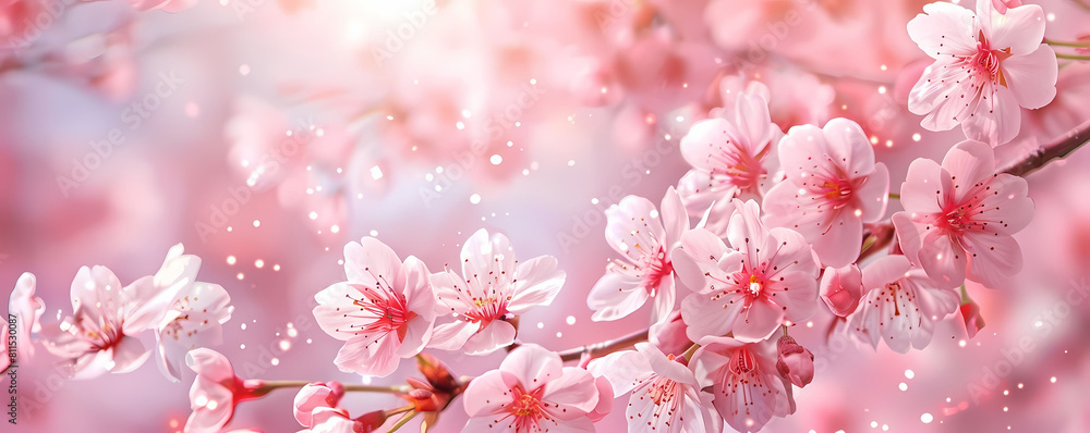 illustration of cherry blossom flowers in pink, white, and pink - and - white hues