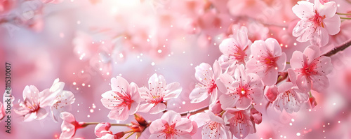 illustration of cherry blossom flowers in pink  white  and pink - and - white hues