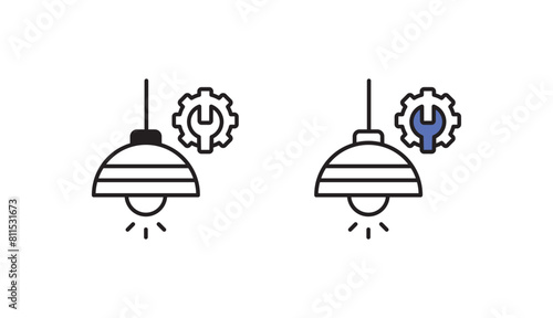 Ceiling Lamp icon design with white background stock illustration