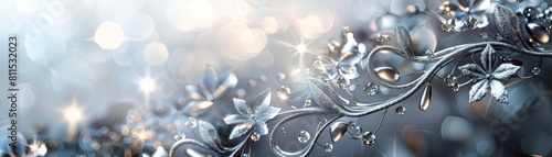 Exquisite silver leaves and flowers sparkle against a soft, snowy backdrop.