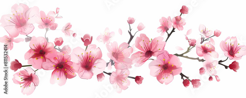 sakura flower graphic featuring a variety of pink and red flowers  including a red and pink flower  arranged in a row from left to right