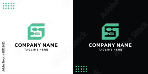 Creative Letter G logo with spoon and fork for food catering and restaurant, design inspiration.
