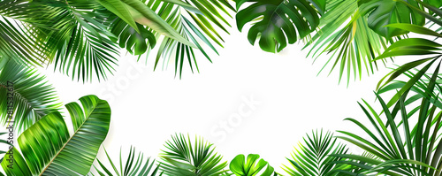 tropical palm leaf vector frame on a isolated background