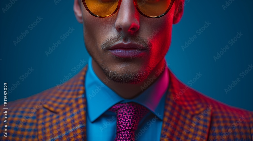 fashion model-blue background - extreme close-up - stylish mood fashion model-blue background - extreme close-up - stylish mood