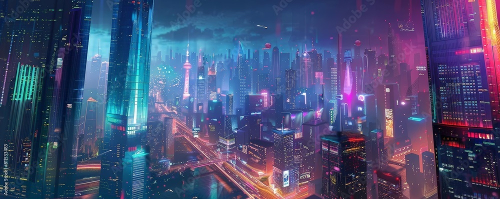 concept art of a megacity with ai - driven urban planning algorithms