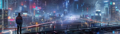 concept art of an augmented reality city with interactive holographic displays